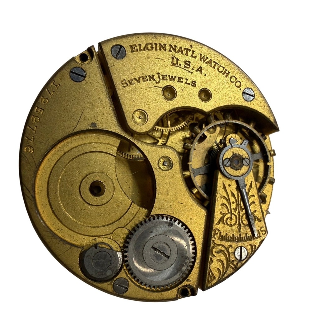 Antique Elgin Watch Co 7 Jewel Pocket Watch Movement 17959776